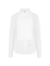 Thom Browne Plisse Bib Button Down Shirt In White