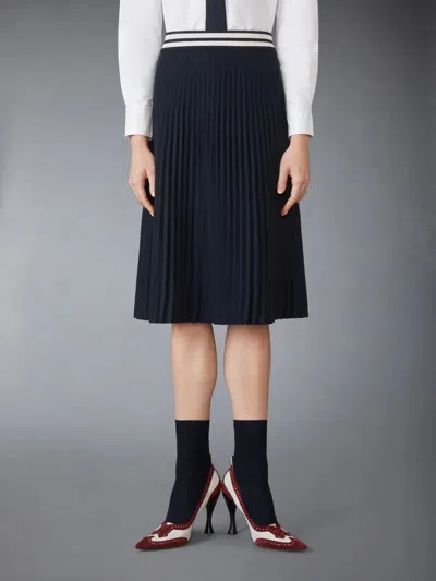 Thom Browne Plisse Merino Wool Silk Skirt Women In Black
