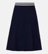Thom Browne Striped Pleated Midi Skirt In Blue