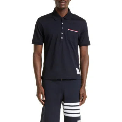 Thom Browne Pocket Polo In Blue