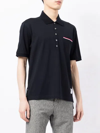 Thom Browne Pocket Polo In Fine Mercerized Men In Black