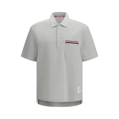Pre-owned Thom Browne Pocket Rwb Embroidery Textured Short-sleeve Polo 'pale Grey' | Men's Size 3