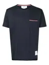 Thom Browne Navy Milano Cotton Oversized Pocket T-shirt In Blue