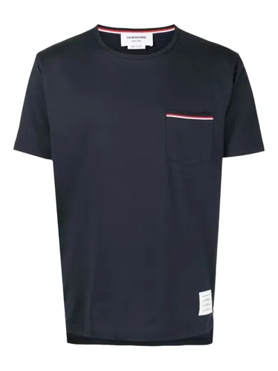 Thom Browne T-shirt Mit Tasche In Blue