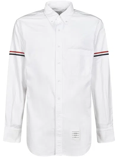Thom Browne Point Collar Shirt With Gg Armband Detail In White