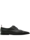 Thom Browne Pointed-toe Leather Brogues, Black In Black