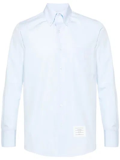 Thom Browne Straight Fit Cotton Oxford Button-down Shirt In Blue
