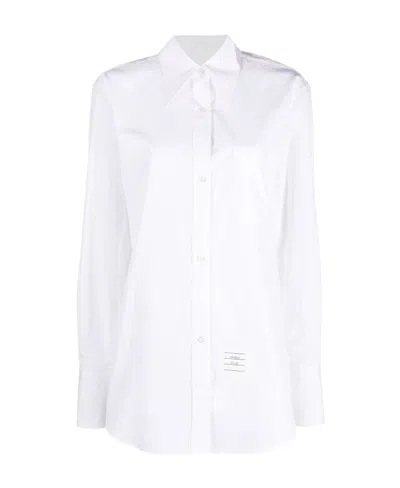 THOM BROWNE THOM BROWNE LOGO PATCH BUTTONED SHIRT