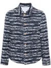 Thom Browne Pointed-collar Tweed Jacket In Blue