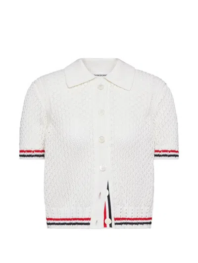 Thom Browne Pointed Short-sleeve Cardigan In White