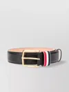 Thom Browne Pointed Tip Leather Belts With Adjustable Fit In Grey