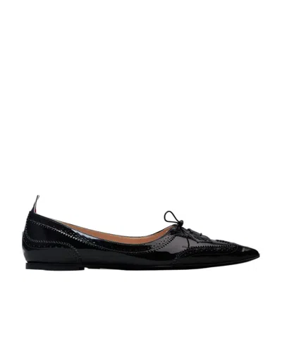 THOM BROWNE POINTED-TOE LEATHER LOAFERS