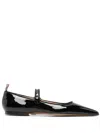 Thom Browne Patent Leather Pointed Thom John Flats In Black