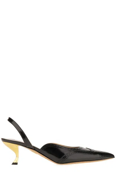 THOM BROWNE POINTED-TOE SLINGBACK PUMPS