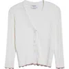 Thom Browne Pointelle & Rib Silk & Cotton Cardigan In White
