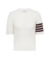 Thom Browne Pointelle Cable Stitch 4-bar Tee In White