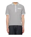 Thom Browne Stripe-trim Cotton Polo Shirt - Men's - Polyamide/cotton/polyurethane In Gray