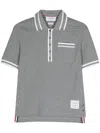 Thom Browne Stripe-trim Cotton Polo Shirt - Men's - Polyamide/cotton/polyurethane In Grey