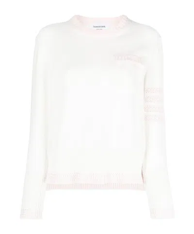Thom Browne Pointelle-knit 4-bar Jumper In White