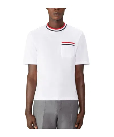 Thom Browne Pointelle-knit Cotton T-shirt In White