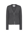 Thom Browne Pointelle Ribbed Knit Cardigan In Gray