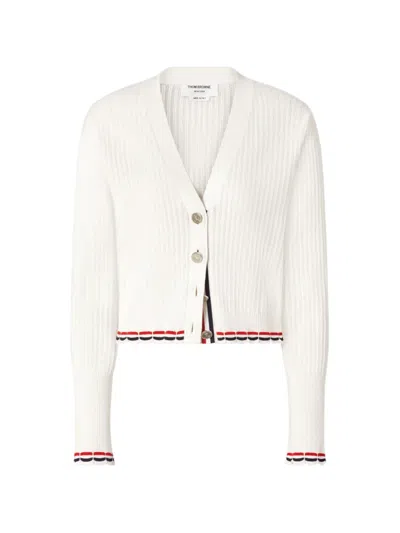 Thom Browne Pointelle Rib-stitch Cardigan In Multi