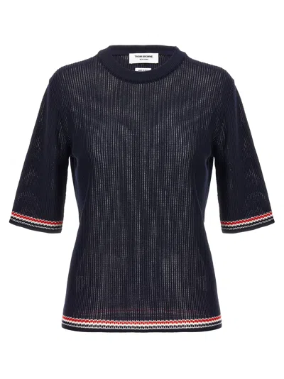 Thom Browne Pointelle Sweater In Blue