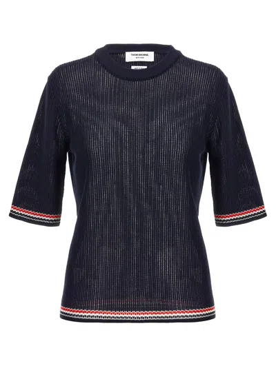 Thom Browne Dark Blue Pointelle Sweater