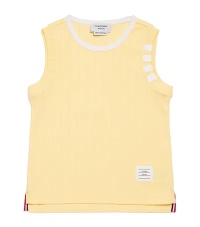 Thom Browne Kids' Pointelle Tank Top In Yellow