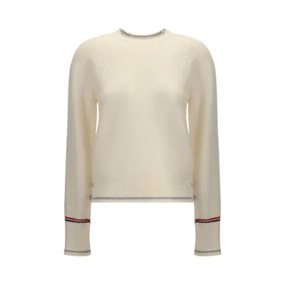 Thom Browne Pointelle Fair Isle Crew Neck Pullover In Neutral