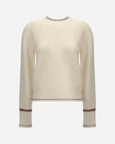 Thom Browne Pointelle Wool Sweater In Neutral