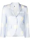 Thom Browne Light Blue Polka-dot Print Silk Blazer In Blu