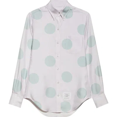 Thom Browne Polka Dot Silk Button-down Shirt In Light Pink