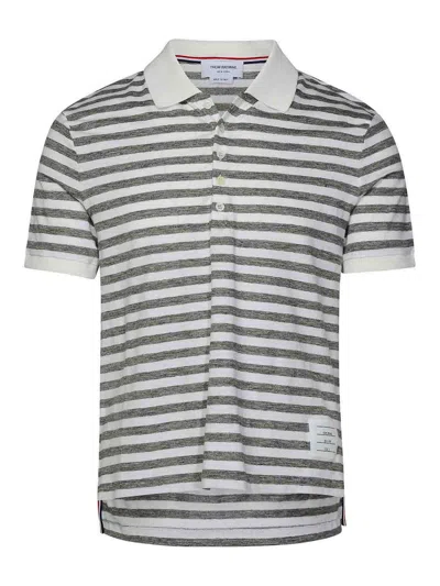 Thom Browne White Linen Blend Polo Shirt