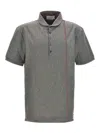 Thom Browne Striped Detail Polo Shirt With Short Sleeves In Grey