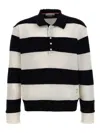 Thom Browne Striped Cotton Polo Sweater In Multicolour