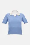 Thom Browne Ribbed-knit Short-sleeve Polo Top