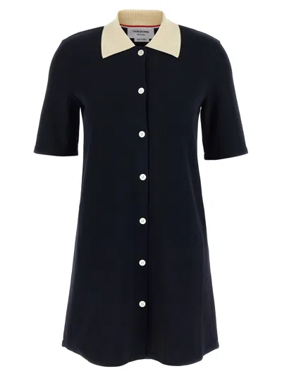 Thom Browne Collared Dress With Short Sleeves In Black
