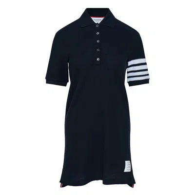 Thom Browne Polo Dress In Textured Pique In Black