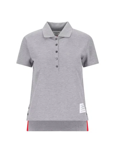 Thom Browne Button Detailed Ribbed Polo Shirt In Grey