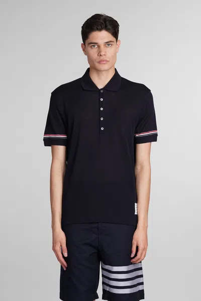 Thom Browne Polo In Blue Cotton
