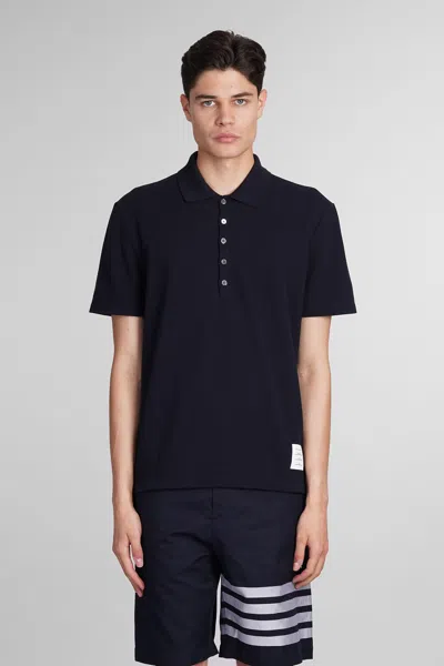 Thom Browne Polo In Blue Cotton