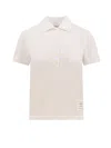 Thom Browne Polo Shirt With Tricolor Detail On The Back In White