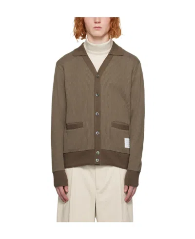 Thom Browne Polo-neck Cardigan In Brown