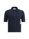 Thom Browne 4-bar Knit Polo Shirt In Blue