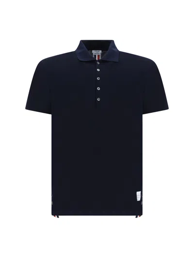 Thom Browne Blue Cotton Polo Shirt
