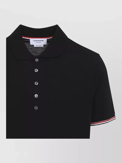 Thom Browne Polo Shirt Contrast Trim Short Sleeves In Multi