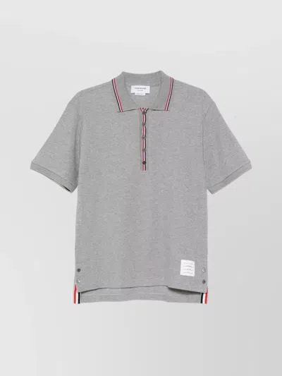 THOM BROWNE POLO SHIRT COTTON RIBBED COLLAR