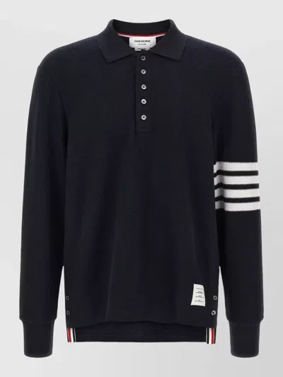 Thom Browne Men Navy Blue 4 Bar Stripe Polo In Animal Print