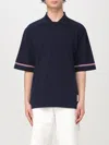 Thom Browne Navy Blue Polo Shirt With Tricolour Detail In Blue